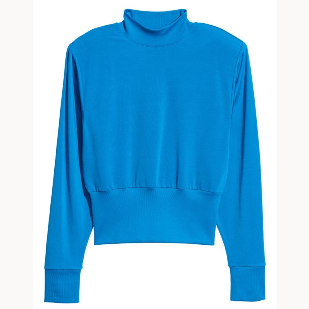 H&M Blue Long-Sleeve Top with Elastic Waist Size 4